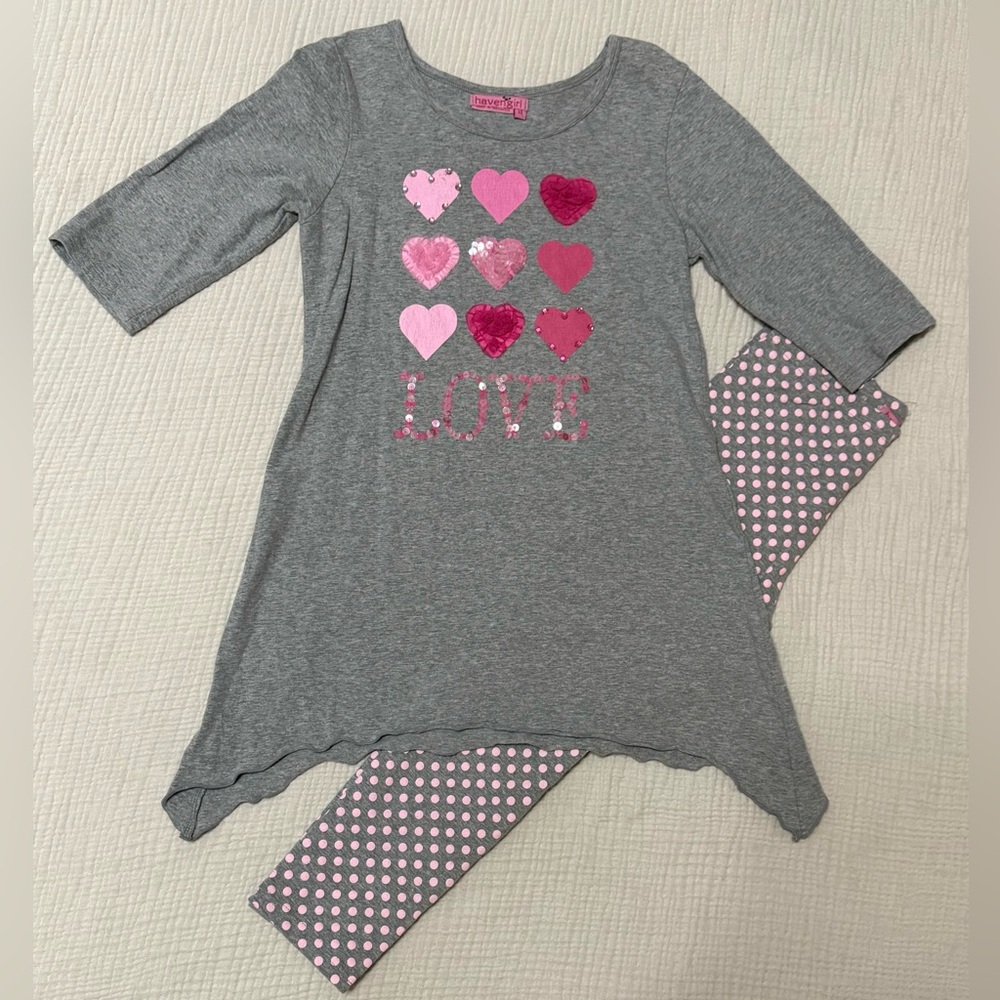 Haven Girl Hearts Tunic & Legging Set Sz 14